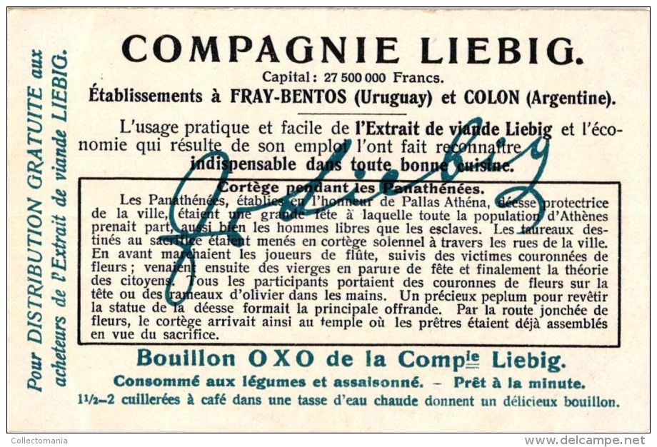 50 oude chromos  Liebig MEAT EXTRACT van vóór de eerste oorlog, allemaal potjes, goede staat,  alle onderwerpen