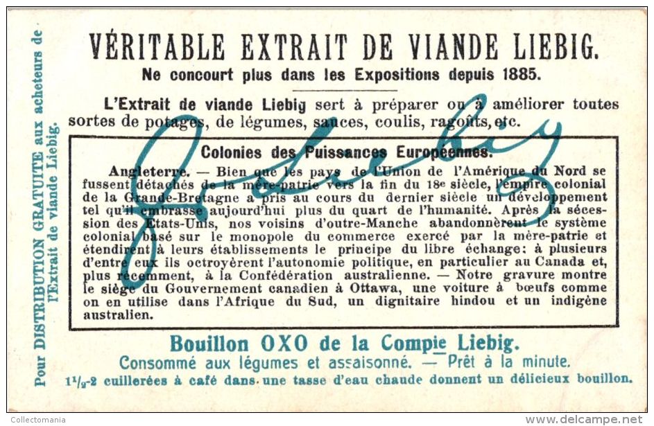 50 oude chromos  Liebig MEAT EXTRACT van vóór de eerste oorlog, allemaal potjes, goede staat,  alle onderwerpen