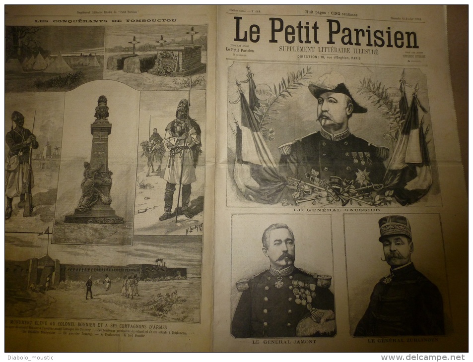 1898  LE PETIT PARISIEN : Tombouctou; La Vraie Histoire Du BASTION De La LANTERNE D'où Son Nom; Général Saussier; - Le Petit Parisien