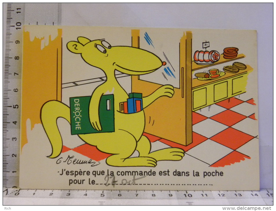 Carte Commerciale DEROCHE 94 CHARENTON, Illustrateur G. Meunier, Humour, Commande Dans La Poche, Kangourou - Meunier, G.
