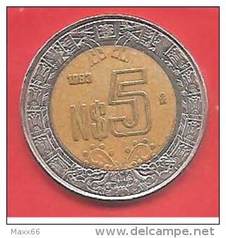 MESSICO - MEXICO - 1993 - COIN MONETA - 5 NEW PESOS - CONDIZIONI SPL - BIMETALLICA - Messico