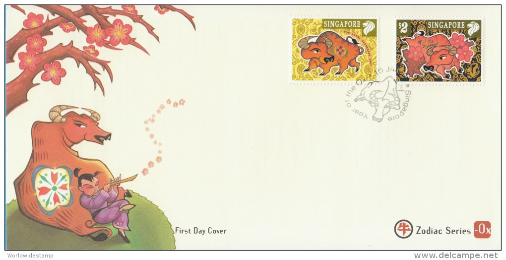 Singapore Chinese New Year Stamp FDC: Zodiac Series 1997 Ox SG122670 - Singapore (1959-...)