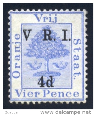 Orange Free State 1900. 4d On 4d NO STOP After "V', Level Stops. SACC 54a(*), SG 107a(*). - Oranje Vrijstaat (1868-1909)