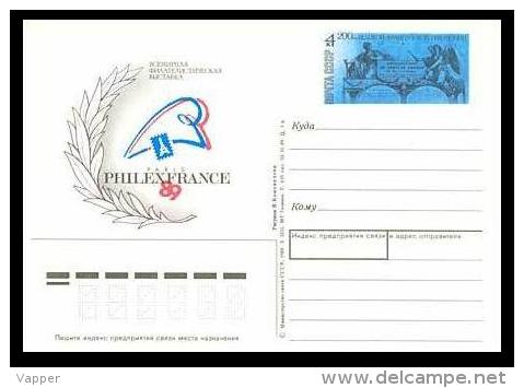 History USSR 1989 MNH Postal Stationary Card Anniversary Composition “Bicentenary Of French Revolution” Philefrance-89 - Revolución Francesa