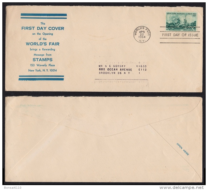 United States 1964, World Fair FDC With New York Postmark - 1961-1970