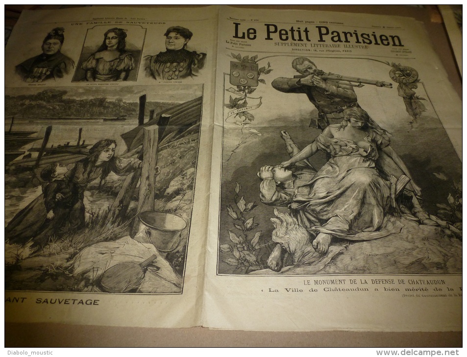 17 Octobre 1897  LE PETIT PARISIEN :  Les " VINCENT" Une Famille De Sauveteurs; Chateaudun ; Terrible Drame à Belleville - Le Petit Parisien