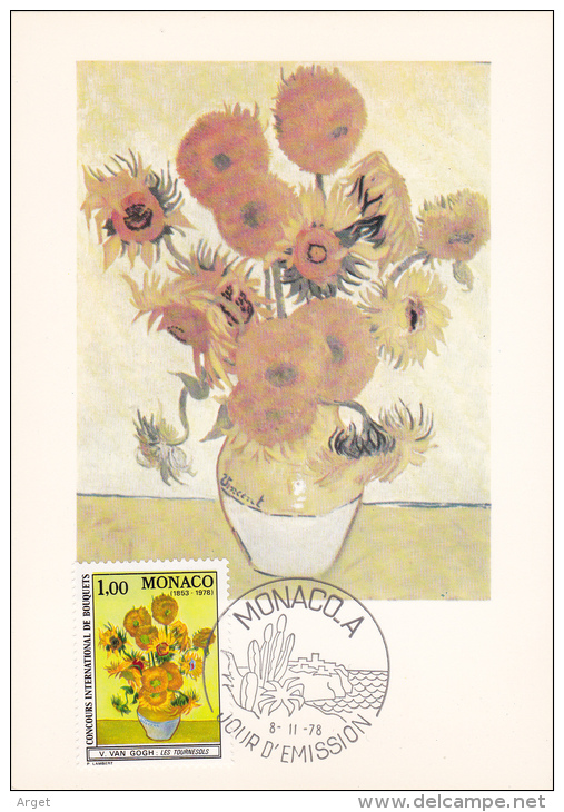 Carte Maximum MONACO. N° Yvert 1161 (VAN GOGH - Tournesols) Obl  Sp Ill 1er Jour - Maximum Cards