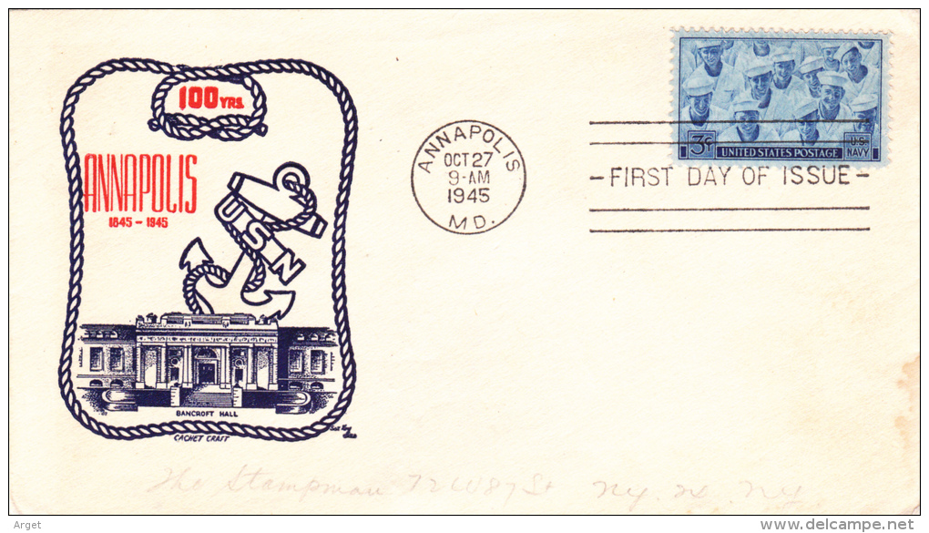 FDC ETATS - UNIS. N° US 935 (NAVY) Obl  Sp 1er Jour 1945 - 1941-1950