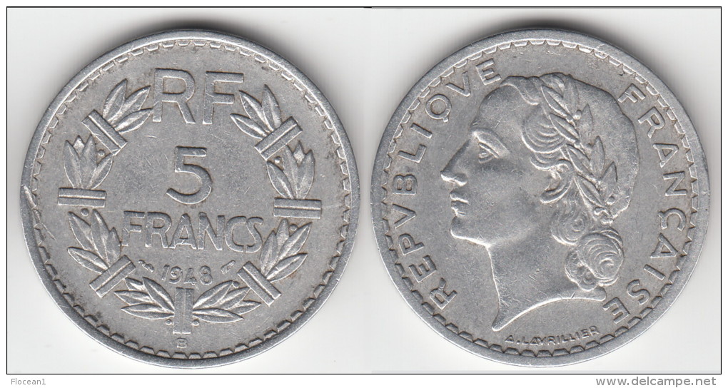 **** 5 FRANCS 1948 B LAVRILLIER - ALUMINIUM **** EN ACHAT IMMEDIAT !!! - Autres & Non Classés