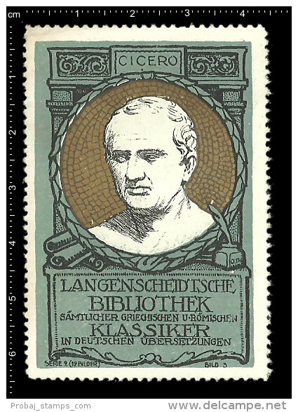 Old Original German Poster Stamp(cinderella Reklamemarke) Langenscheid Library Cicero Philosopher Statesman Lawyer - Autres & Non Classés