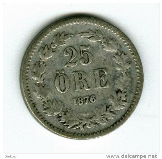 Schweden  25 Öre 1876  Silber  #m140 - Schweden