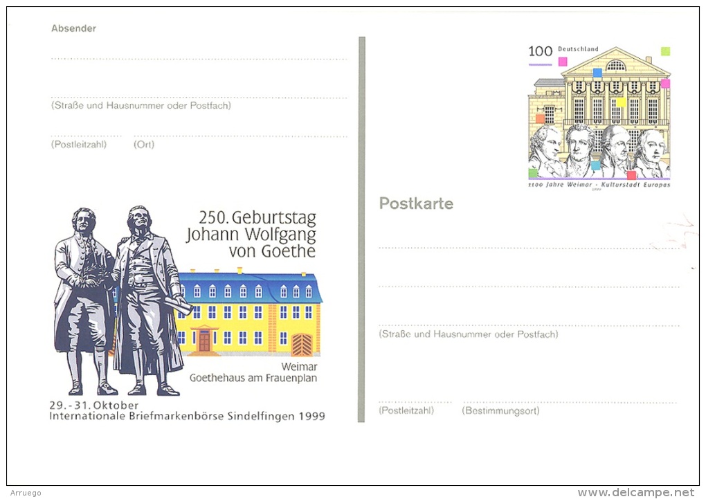 GERMANY. POSTAL STATIONARY GOETHE - Postkarten - Ungebraucht