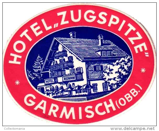 10 Hotel Labels , Etiketten  GERmany Duitsland Allemagne Garmisch Hannover Jutebor- Karlsruhe Dusseldorf Koblenz Hamm - Hotelaufkleber