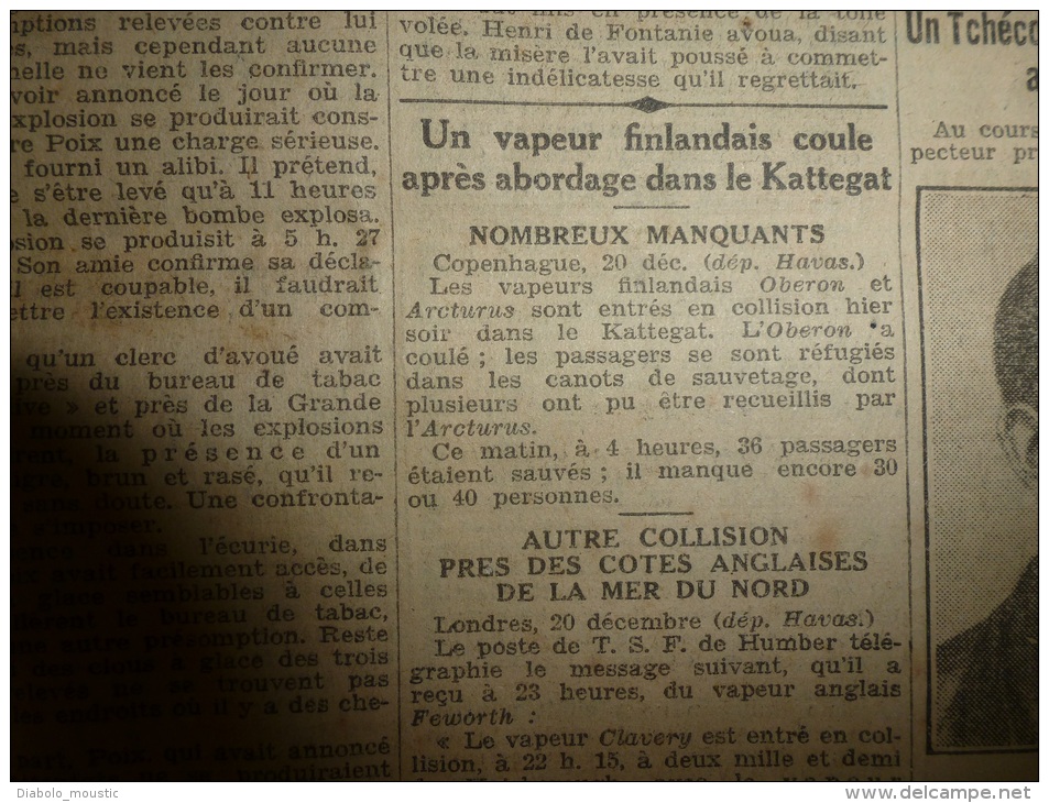 21-12-1930  LE PETIT PARISIEN :Eruption Volcanique JAVA; Navire Finlandais Coulé KATTEGAT;Découverte Ossements Tsar Russ - Le Petit Parisien
