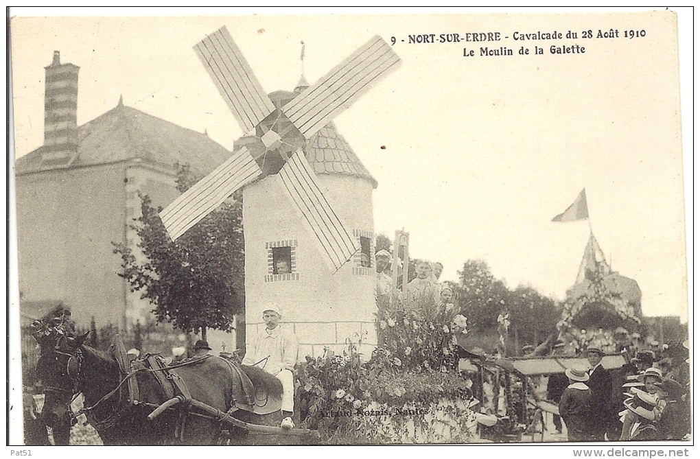 44 - Nort Sur Erdre : Cavalcade Du 28 Août 1910 - Char " Le Moulin De La Galette " - Nort Sur Erdre