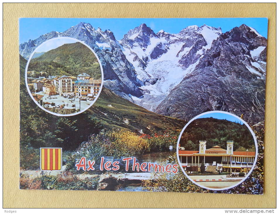 Dep 09 , Cpm AX Les THERMES , S.12 , Place Du Breilh , Le Casino , Multivues  , Recto/verso  (89) - Ax Les Thermes