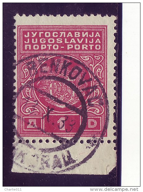 COAT OF ARMS-1 DIN-PORTO-POSTMARK-BENKOVAC-CROATIA-YUGOSLAVIA-1931 - Timbres-taxe