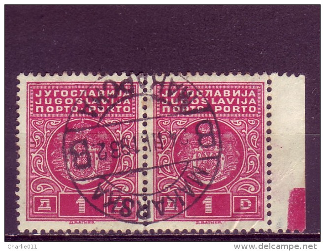 COAT OF ARMS-1 DIN-PORTO-PAIR-POSTMARK-MAKARSKA-CROATIA-YUGOSLAVIA-1931 - Timbres-taxe