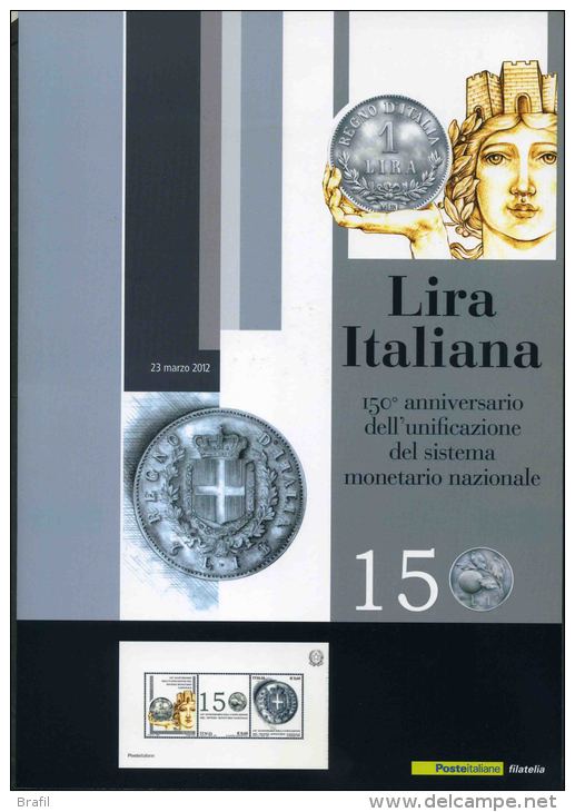 2012 Italia, Folder Della Lira Italiana Completo Della Lamina - Pochettes
