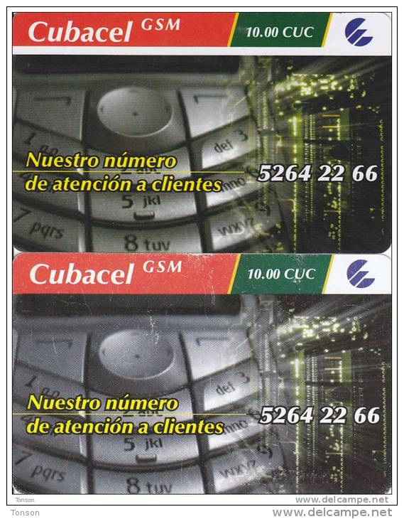 Cuba, Cubacel GSM, Controlnumber Down, 2 Cards, 1 Paper And 1 Plastic, 2 Scans . - Kuba