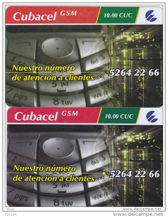 Cuba, Cubacel GSM, Controlnumber Up, 2 Cards With Different Colour, 2 Scans . - Kuba