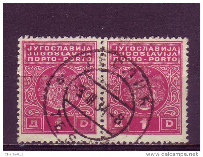 COAT OF ARMS-1 DIN-PORTO-PAIR-POSTMARK-TESLIĆ-BOSNIA AND HERZEGOVINA-YUGOSLAVIA-1931 - Impuestos