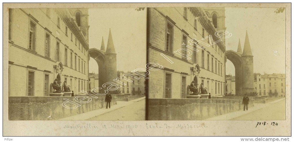 Stéréo 12 Mai 1900 Montpellier. Ecole De Médecine. - Stereoscopic