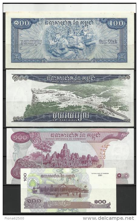 CAMBODGE . LOT DE 4 BILLETS . - Cambodia