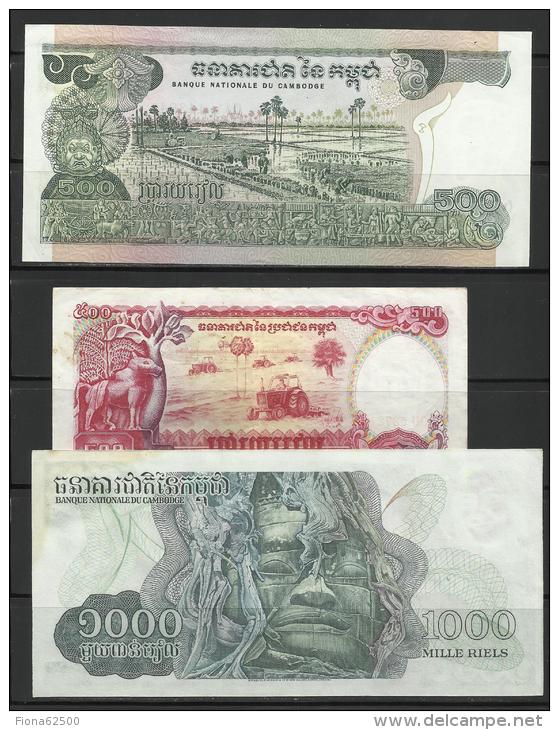 CAMBODGE . LOT DE 3 BILLETS . - Cambodia