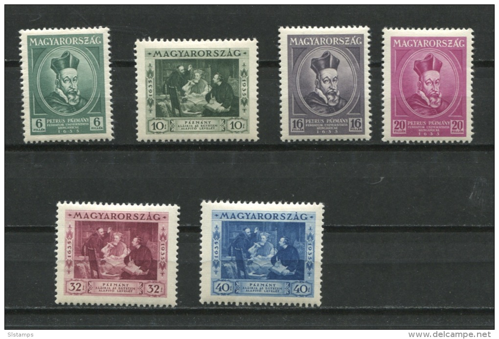 Hungary 1935 Sc 492-7 Mi 522-7 MH Cardinal Pazmany Cv 18 Euro - Unused Stamps