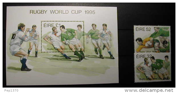IRLANDA 1995 - RUGBY WORLD CUP - YVERT 893-894 + BLOCK 19 - Unused Stamps