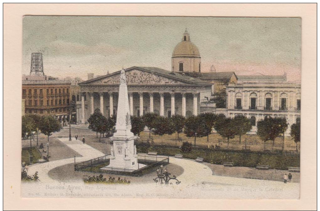 D53408 Postcard Vintage Buenos Aires No. 83 Monumento 25 De Mayo La Catedral, Undivided Back,  Unused - Argentinië