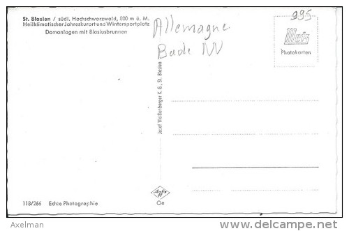 CPSM, ST. BLASIEN: Domanlagen Mit Blasiusbrunnen - St. Blasien