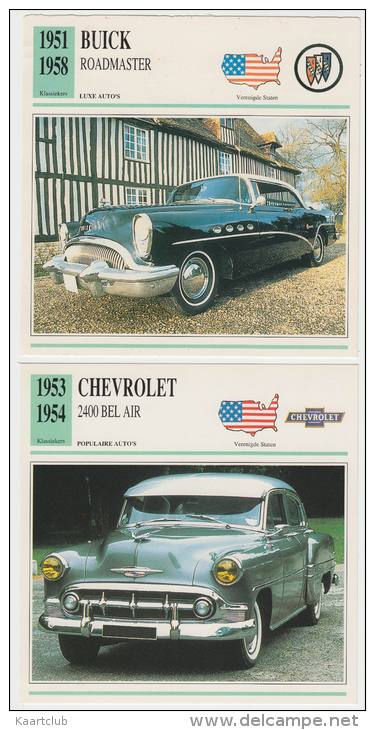 COLLECTOR CARDS - USA : BUICK ROADMASTER RIVIERA ('54) & CHEVROLET 2400 BEL AIR SEDAN ('53)  - USA - Auto's