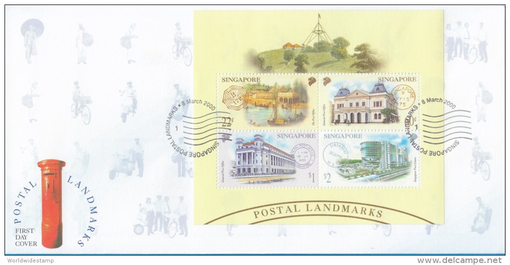 Singapore Stamp FDC: 2000 Postal Landmarks SG122805 - Singapour (1959-...)