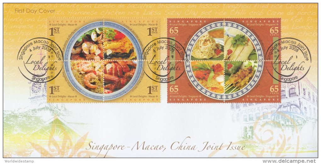 Singapore Stamp FDC: 2008 Joint Issue With Macau Local Delights SG122797 - Singapore (1959-...)