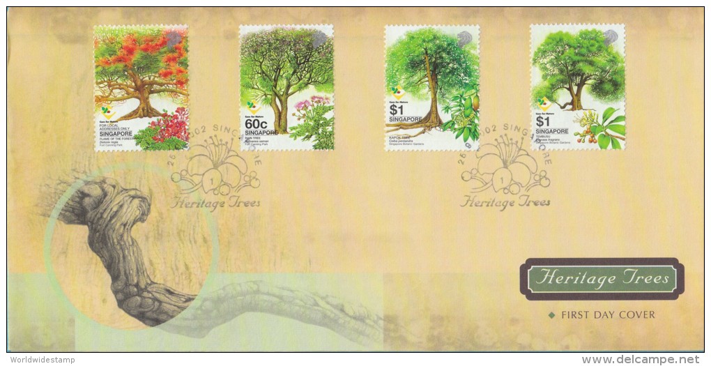 Singapore Stamp FDC: 2002 Heritage Trees SG122793 - Singapore (1959-...)