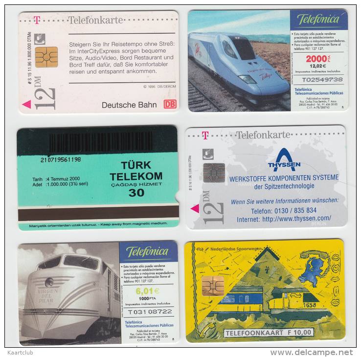 6 Phonecards: TREIN / ZUG / TREN / TRAIN - RAILWAY / SPOORWEGEN / BAHN (2 Scans) - Lots - Collections