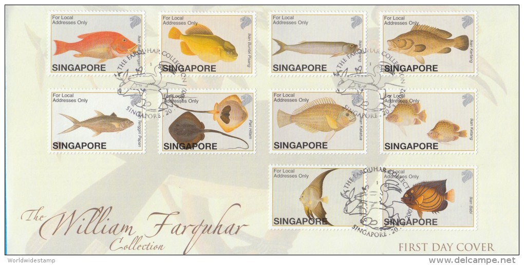 Singapore Stamp FDC: 2002 The William Farquhar Collection Birds & Fishes SG122790 - Singapore (1959-...)