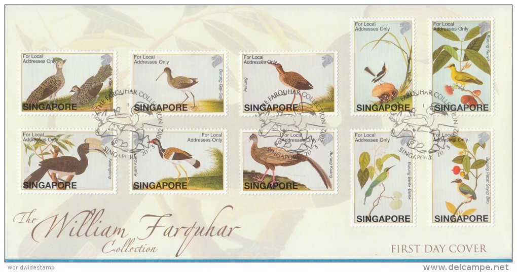 Singapore Stamp FDC: 2002 The William Farquhar Collection Birds & Fishes SG122790 - Singapore (1959-...)