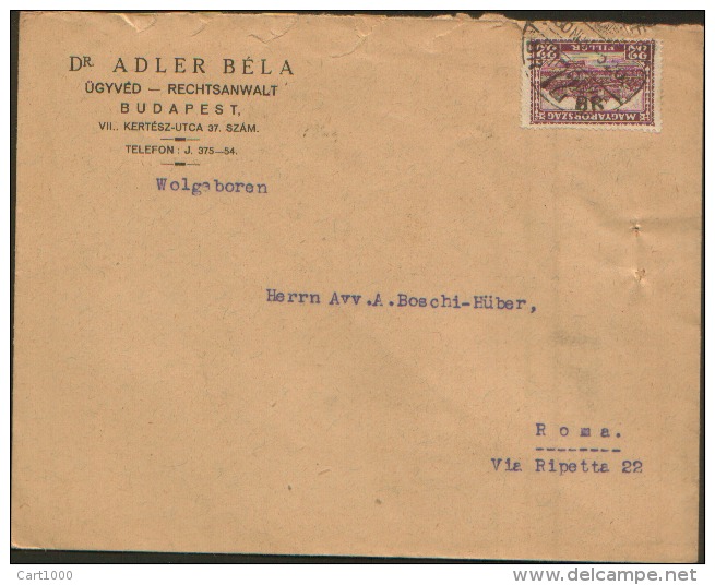 1930 32f.  BUDAPEST X ROMA - Lettres & Documents