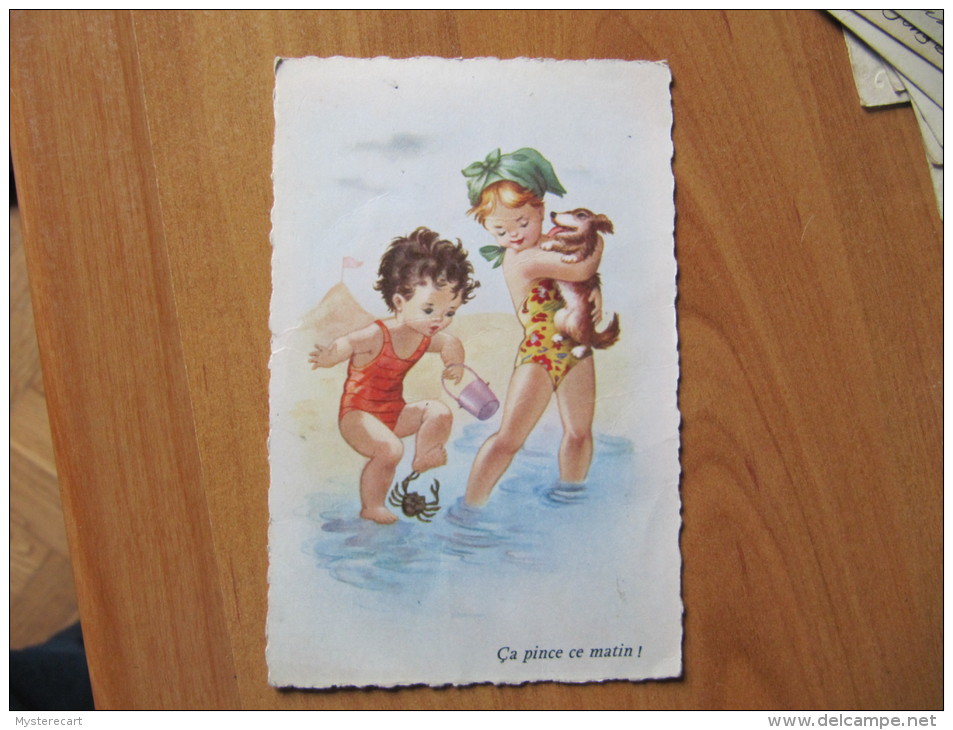 YZ 12 -   FANTAISIE ENFANT A LA PLAGE  ANIMEE - Humorous Cards