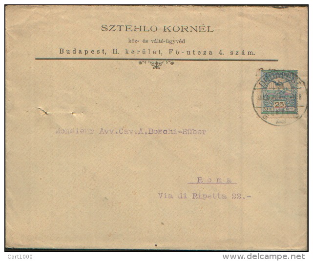 1909 25f. BUDAPEST X ROMA - Cartas & Documentos