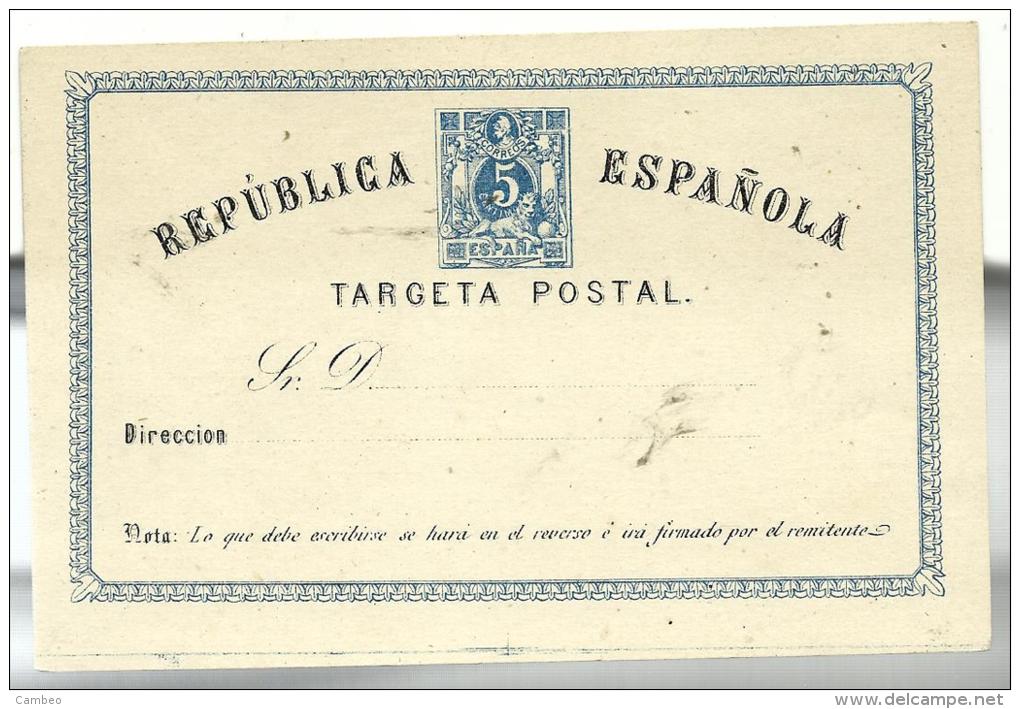 SPAIN ESPAGNE 1873  1873  ENTIER  POSTAL STATIONARY   Nº 1    "TARGETA "   "G" - 1850-1931