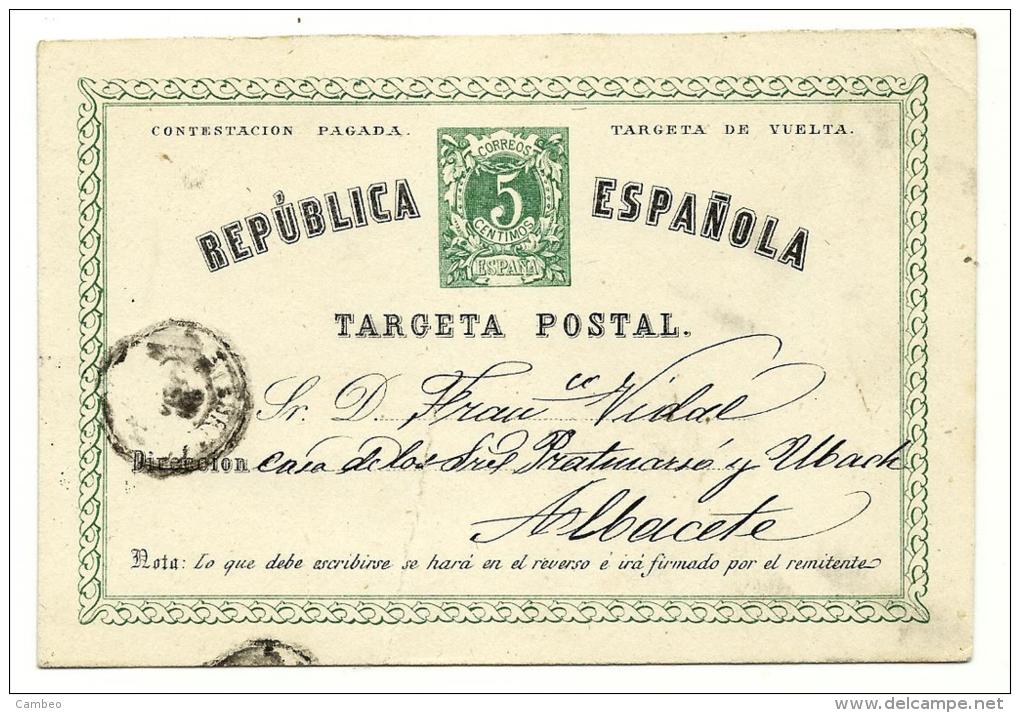 SPAIN ESPAGNE 1873  1873  ENTIER  POSTAL STATIONARY   Nº 2    "TARGETA "   "G"  And  "ESPAÑOLA  (no .) " - 1850-1931