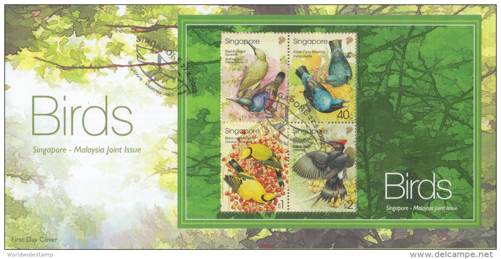Singapore Stamp FDC: 2002 Joint Issue With Malaysia, Birds, SG122775 - Singapore (1959-...)
