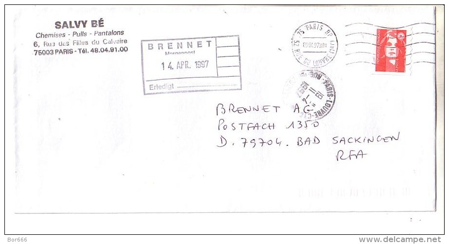 GOOD FRANCE Postal Cover To GERMANY 1997 - Good Stamped: Marianne - Brieven En Documenten
