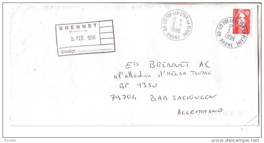 GOOD FRANCE Postal Cover To GERMANY 1998 - Good Stamped: Marianne - Briefe U. Dokumente