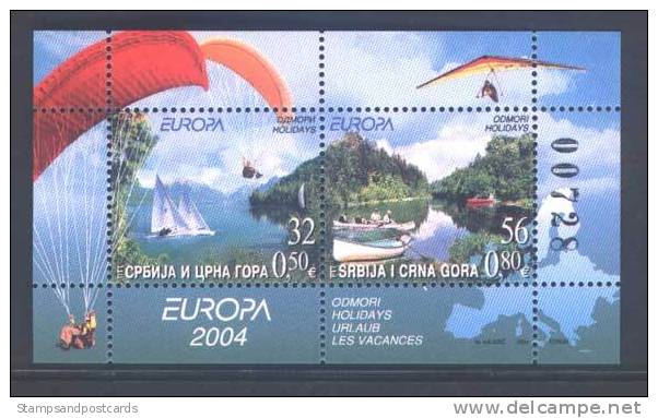 Serbia Serbie Europa CEPT 2004 Parachutisme Deltaplane Bloc ** Serbia 2004 Skydiving Hang Gliding Souvenir Sheet ** - Parachutting