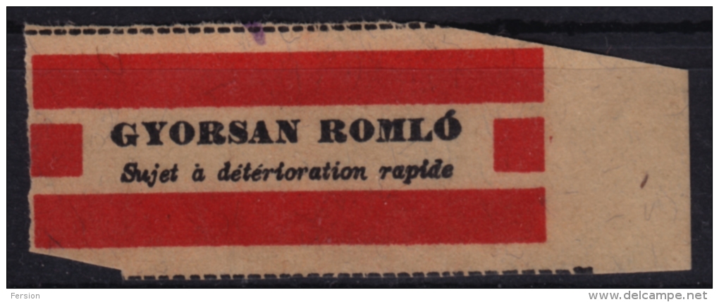 Postal PACKET LABEL / FOOD - Vignette Label - 1950´s Hungary, Ungarn, Hongrie - Used - Automaatzegels [ATM]